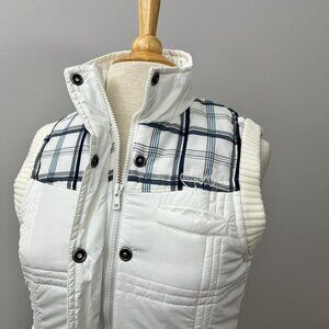 ROXY White Plaid Snowboard Winter Vest Junior Medium